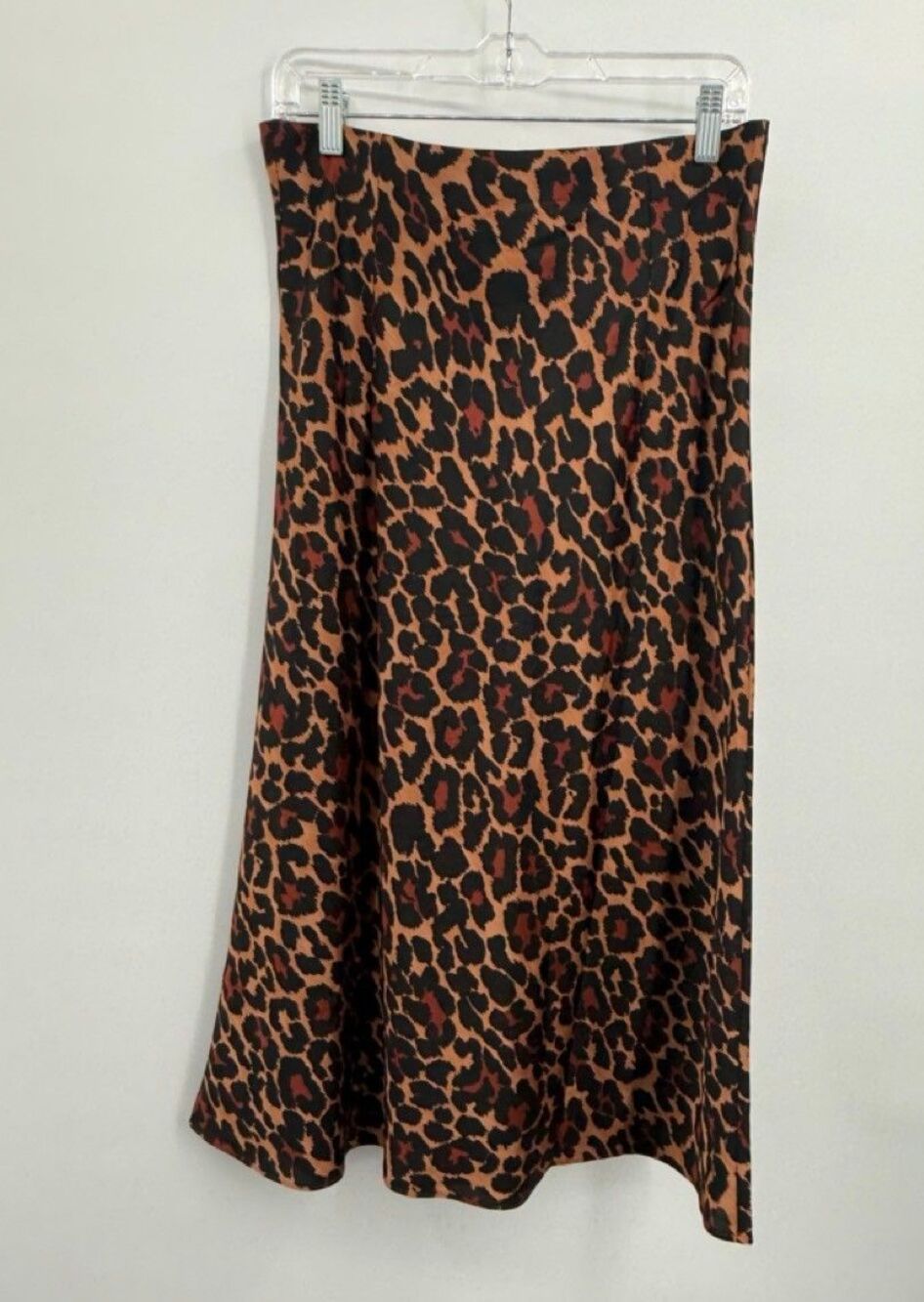 J.Crew AR486 Leopard Pull-On Slip Midi Skirt Womens M Brown Black Fall 2020 - Picture 3 of 11